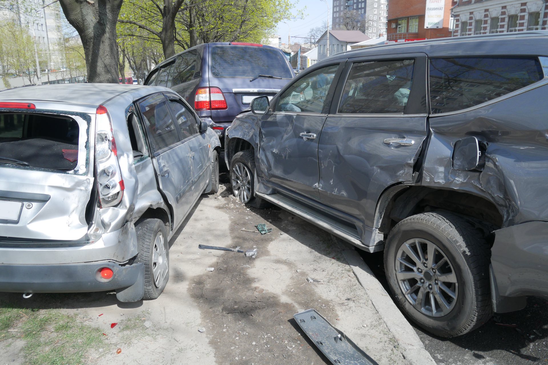 Multiple vehicles in an accident