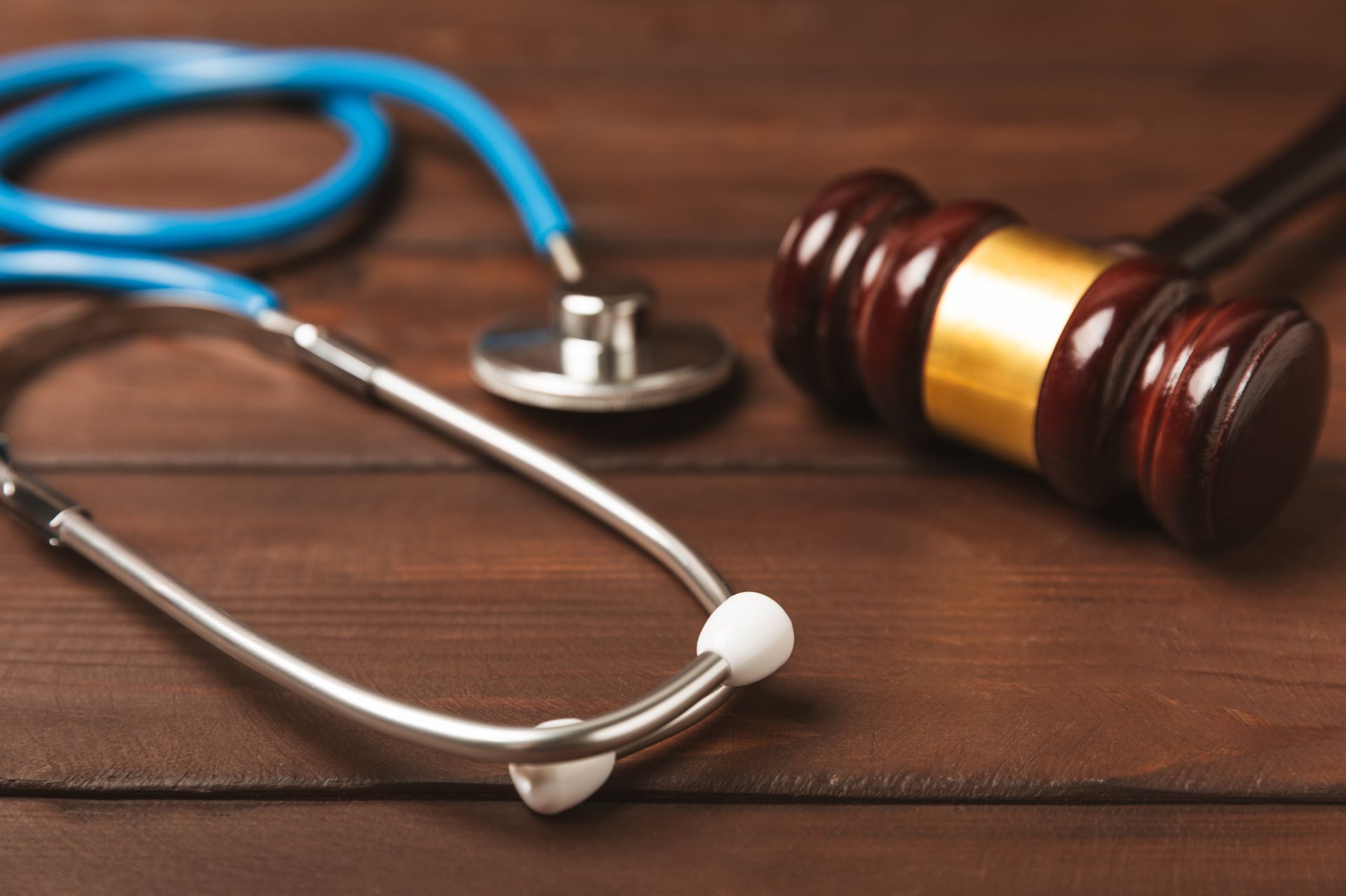 A stethoscope and a gavel
