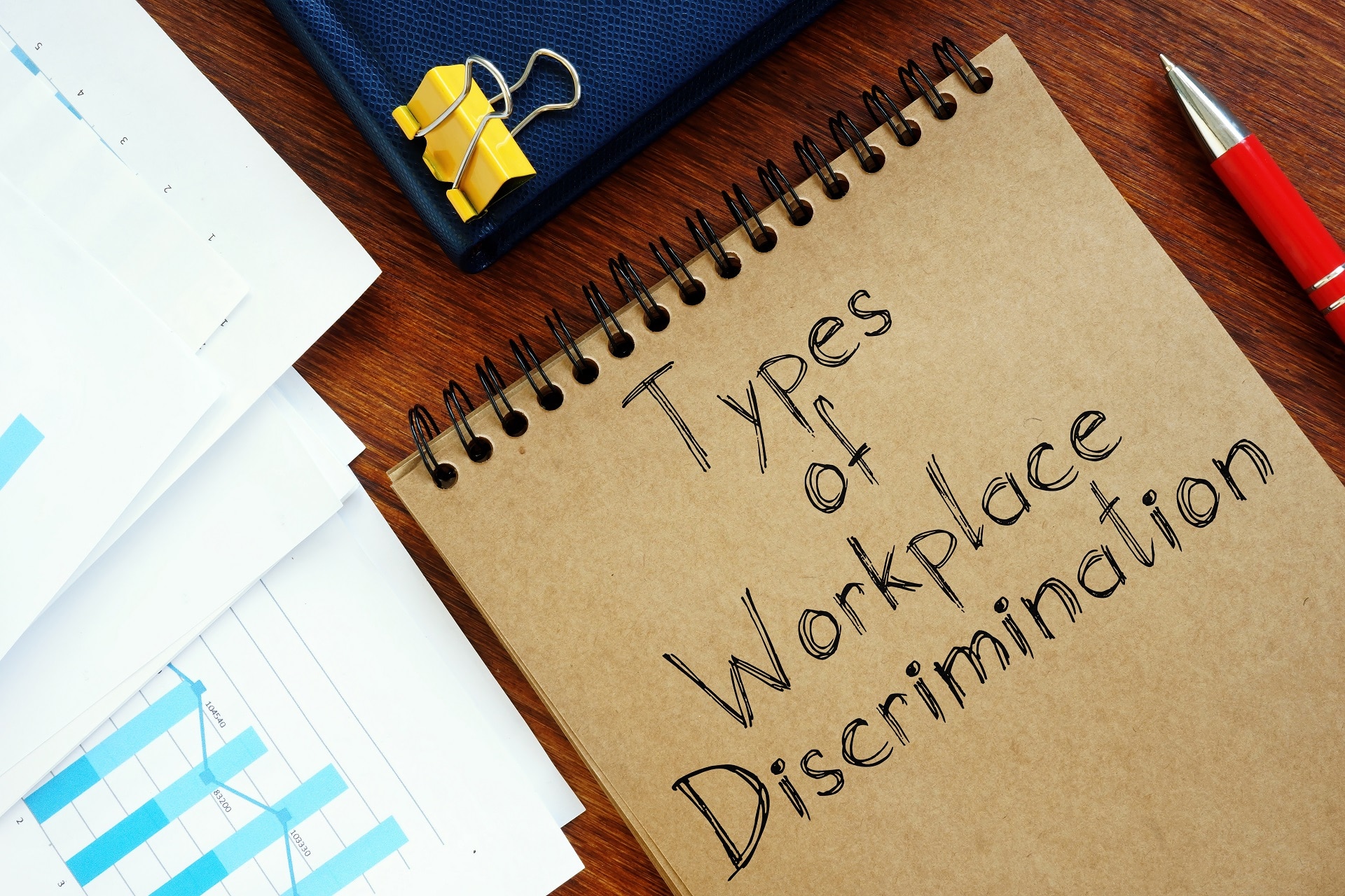 Handwritten notes on types of workplace discrimination | expert lawyers | Gash & Associates, P.C.